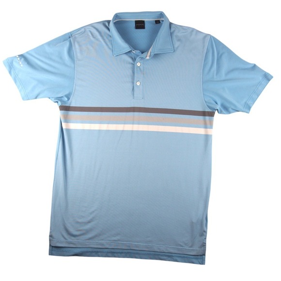 Dunning Golf Other - Dunning Golf Polo Mens Large Blue Striped Performance Shirt Embroidery Logo